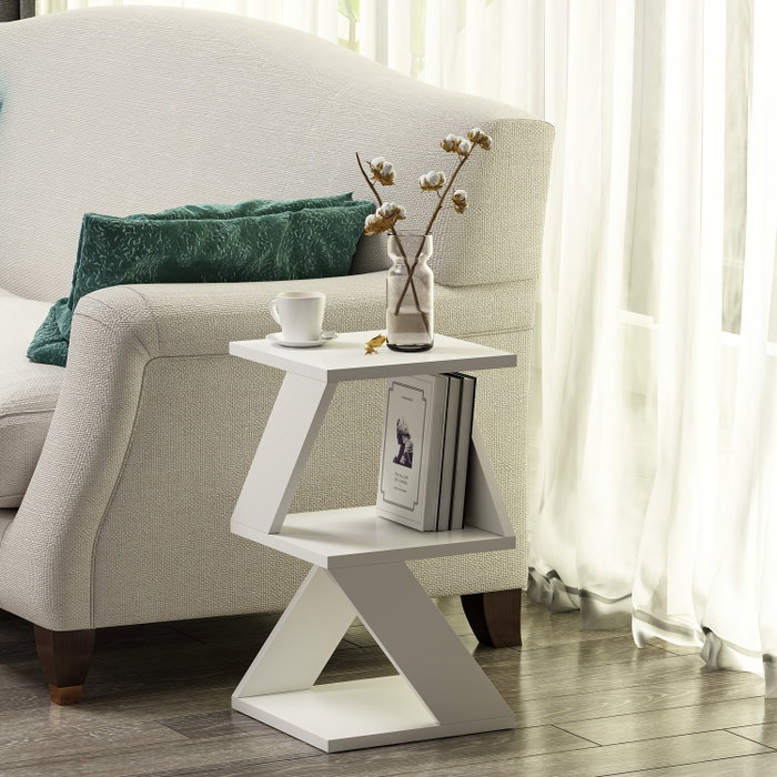 Hanah Home Mesa Auxiliar Albeni White 30x50x30 cm Blanco Tablero de Partículas Recubierto de Melamina